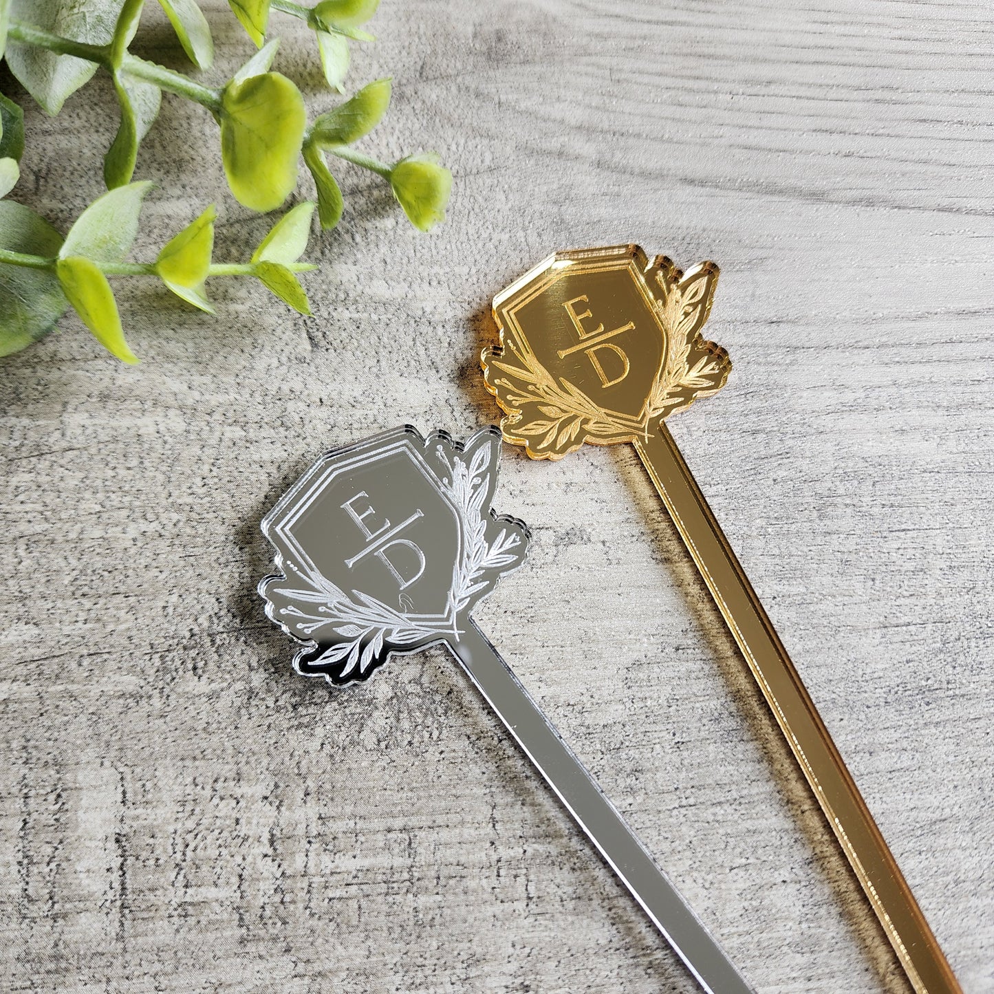 Wedding Drink stirrers - Custom Logo in Mirror