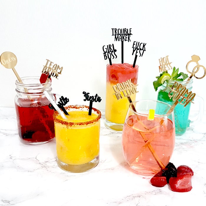 Personalized Acrylic Drink Stirrers, Custom Cocktail Party Sticks