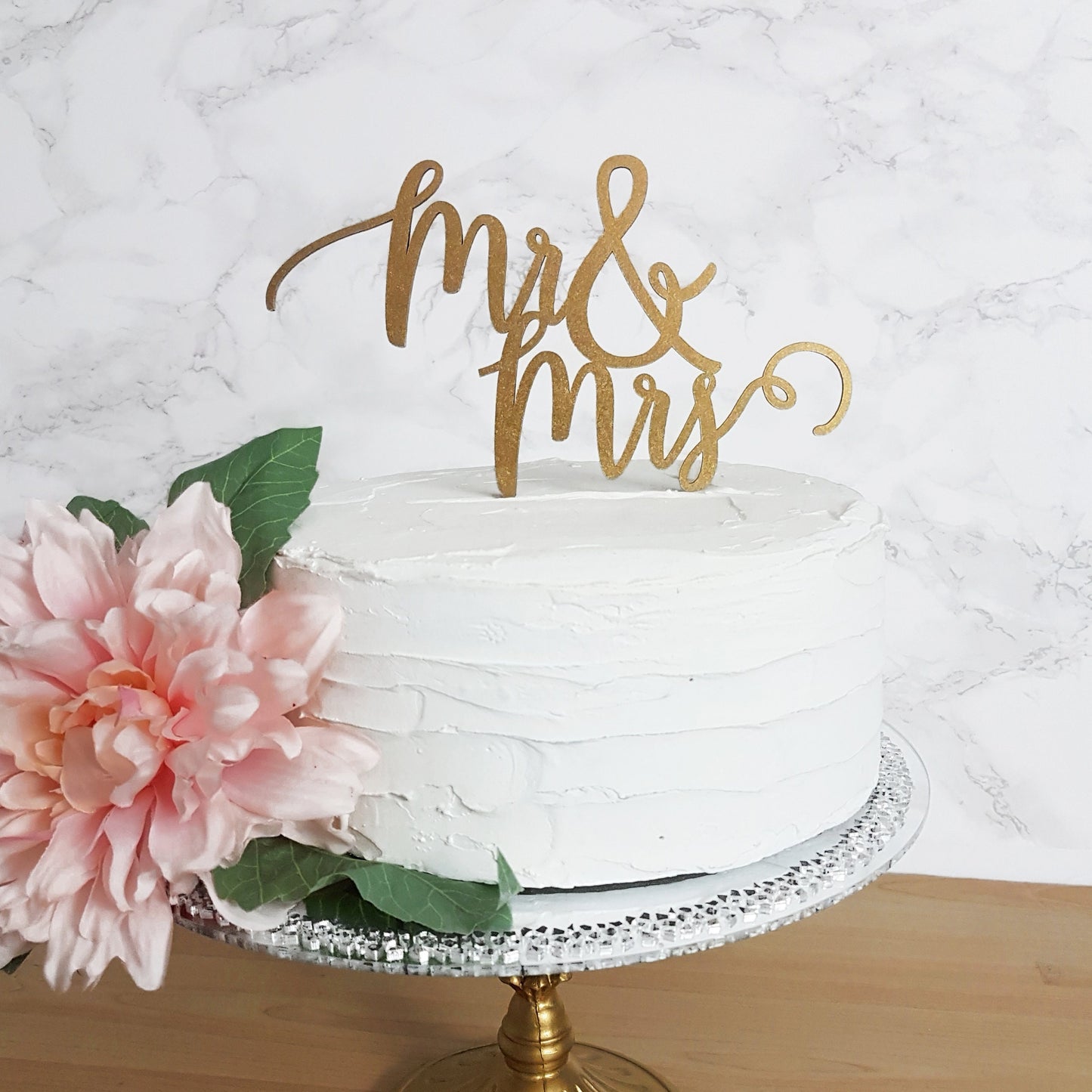 Mr & Mrs Wedding Cake Topper, Calligraphy Script