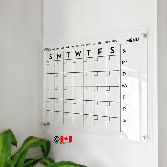 Wall Acrylic Planner - Monthly with Menu