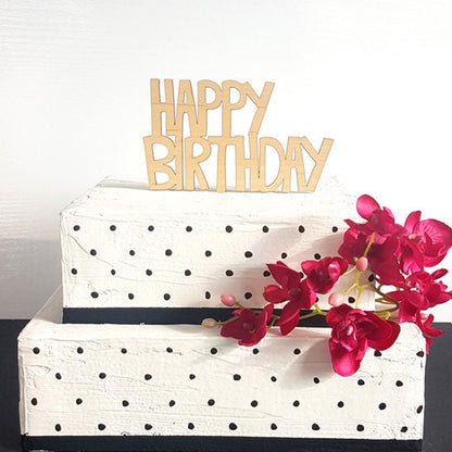 Happy Birthday Cake Topper, Wooden Birthday Party Decor
