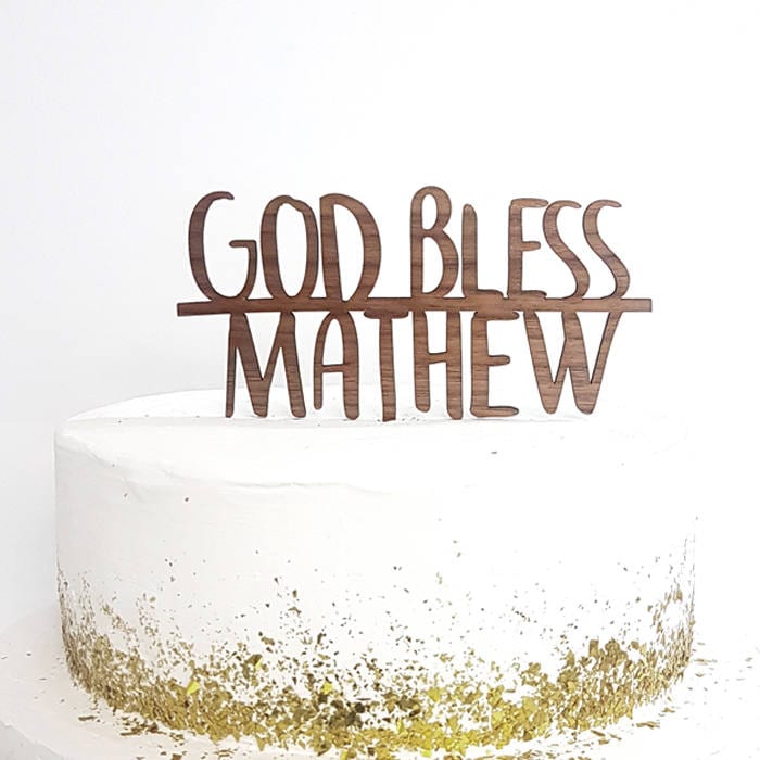 Personalized God Bless Cake Topper, Baptism, Christening, Communion