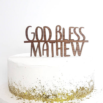 Personalized God Bless Cake Topper, Baptism, Christening, Communion