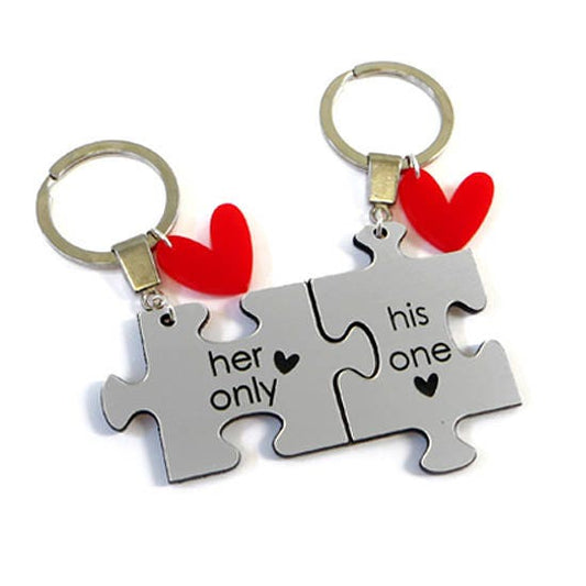 Personalized Puzzle Keychain Set – Anniversary Gift for Couples