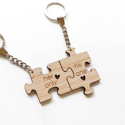 Personalized Puzzle Keychain Set – Anniversary Gift for Couples