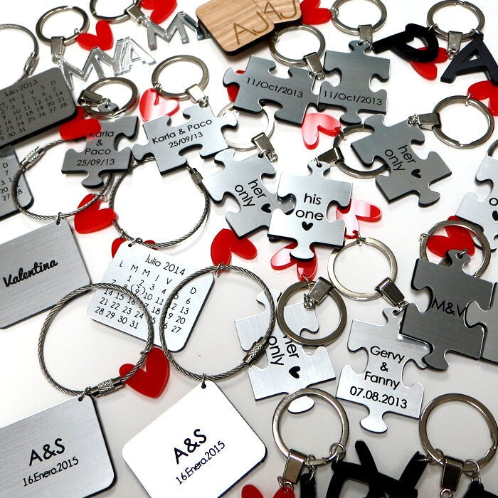 Personalized Maple Wood Keychain, Engraved Anniversary Gift