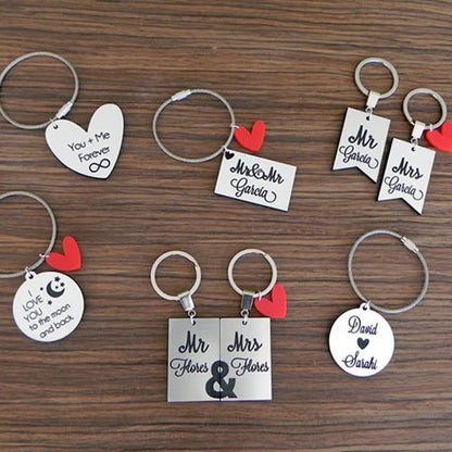 Personalized Maple Wood Keychain, Engraved Anniversary Gift