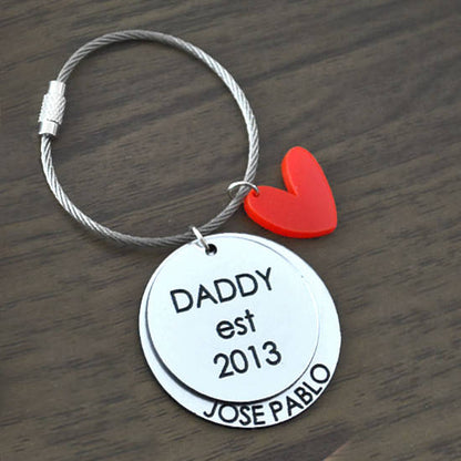 Personalized Aluminum Keychain, Engraved Wood Charm, Anniversary Gift