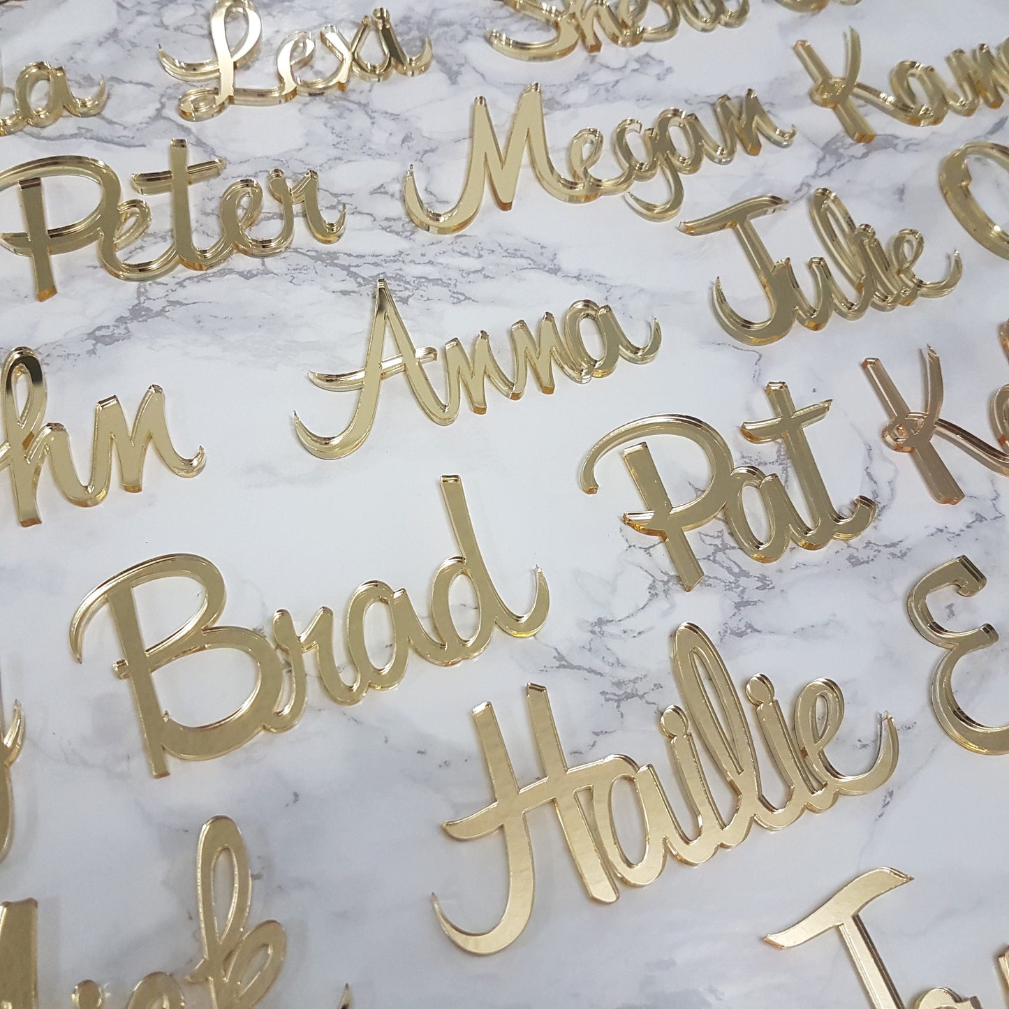 Personalized Gold Mirror Acrylic Place Cards, Wedding Escort Cards