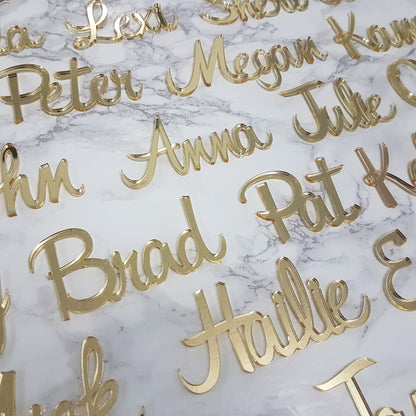 Personalized Gold Mirror Acrylic Place Cards, Wedding Escort Cards