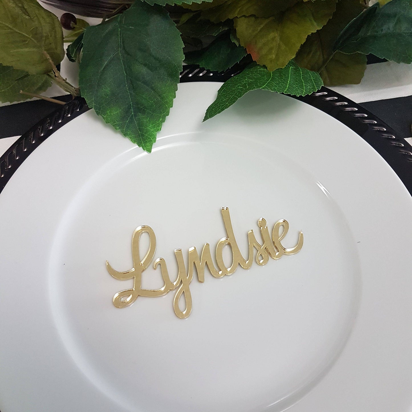 Personalized Gold Mirror Acrylic Place Cards, Wedding Escort Cards