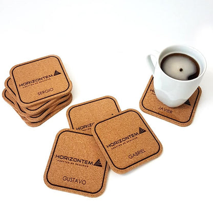 Custom Logo Cork Coasters, Engraved Business Branding