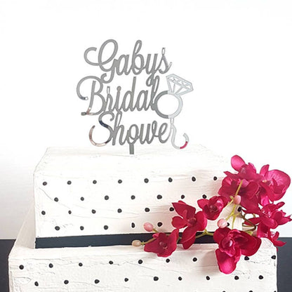 Personalized Bridal Shower Cake Topper, Engagement Ring Decor