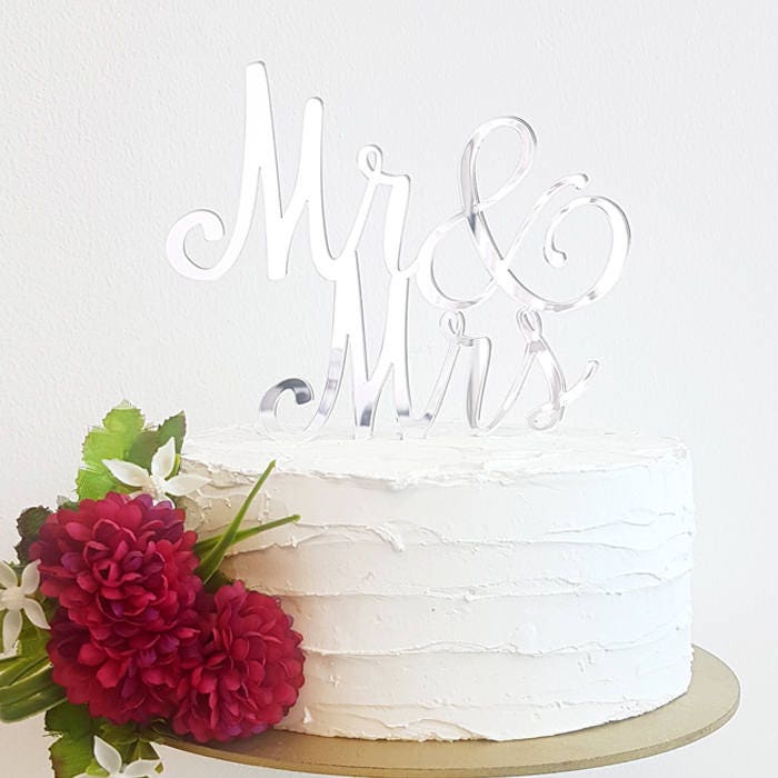 Mr & Mrs Cake Topper, Acrylic Wedding Cake Decoration
