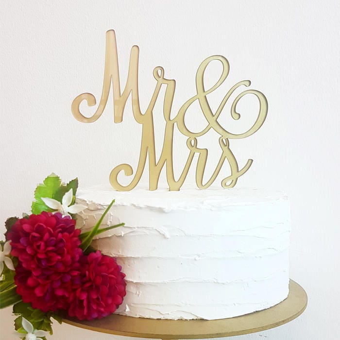 Mr & Mrs Cake Topper, Acrylic Wedding Cake Decoration