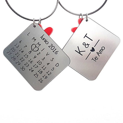 Personalized Calendar Keychain, Anniversary Date, Engraved Aluminum