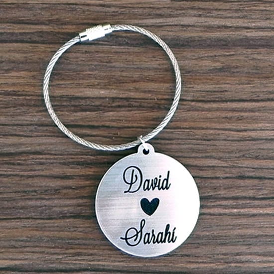 Personalized Maple Wood Keychain, Engraved Anniversary Gift