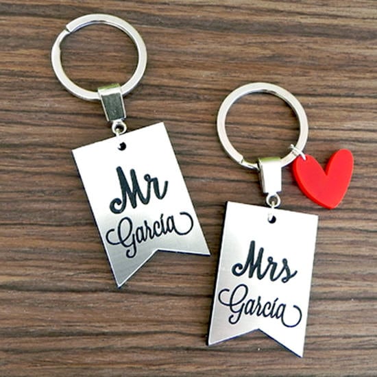 Personalized Maple Wood Keychain, Engraved Anniversary Gift