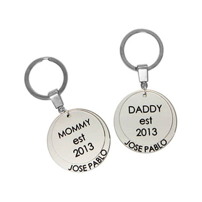 Personalized Aluminum Keychain, Engraved Wood Charm, Anniversary Gift