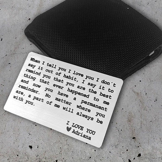 Personalized Wallet Insert Card, Engraved Anniversary Gift