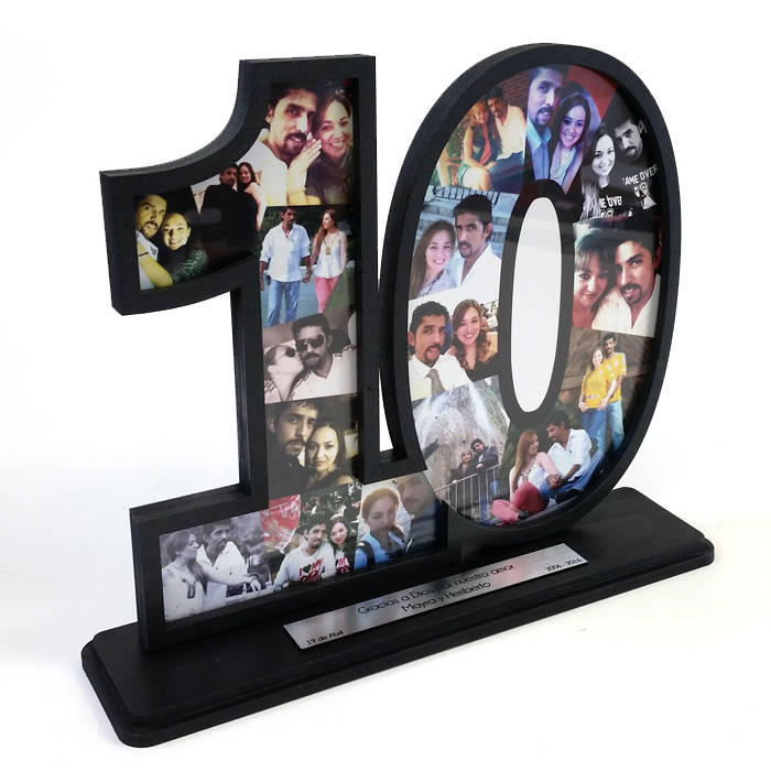 Anniversary Gift, Photo frame, anniversary frame, Original gift, Couple memorabilia, Photo collage, Wood number, Wooden letter, 10 years