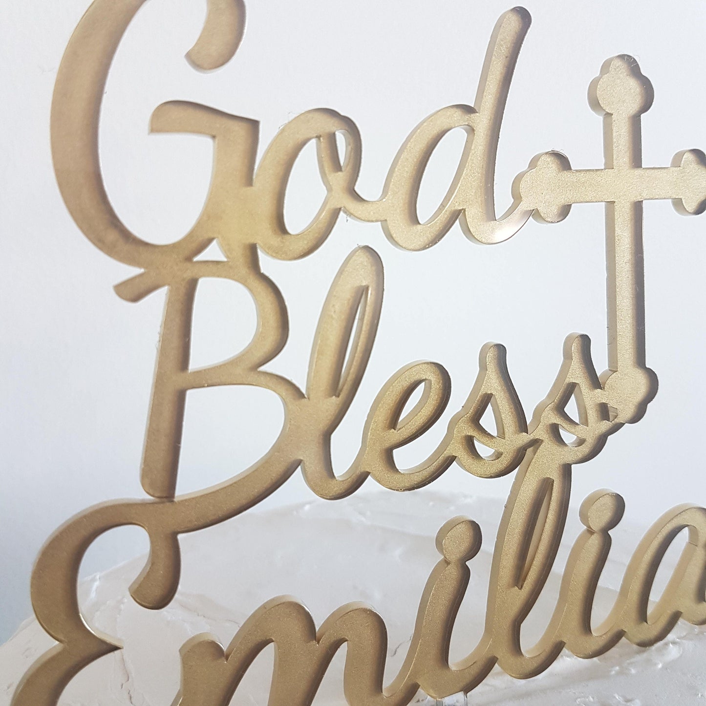 Personalized God Bless Cake Topper, Baptism, Christening, Communion