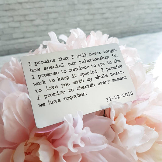 Personalized Wallet Insert Card, Engraved Anniversary Gift