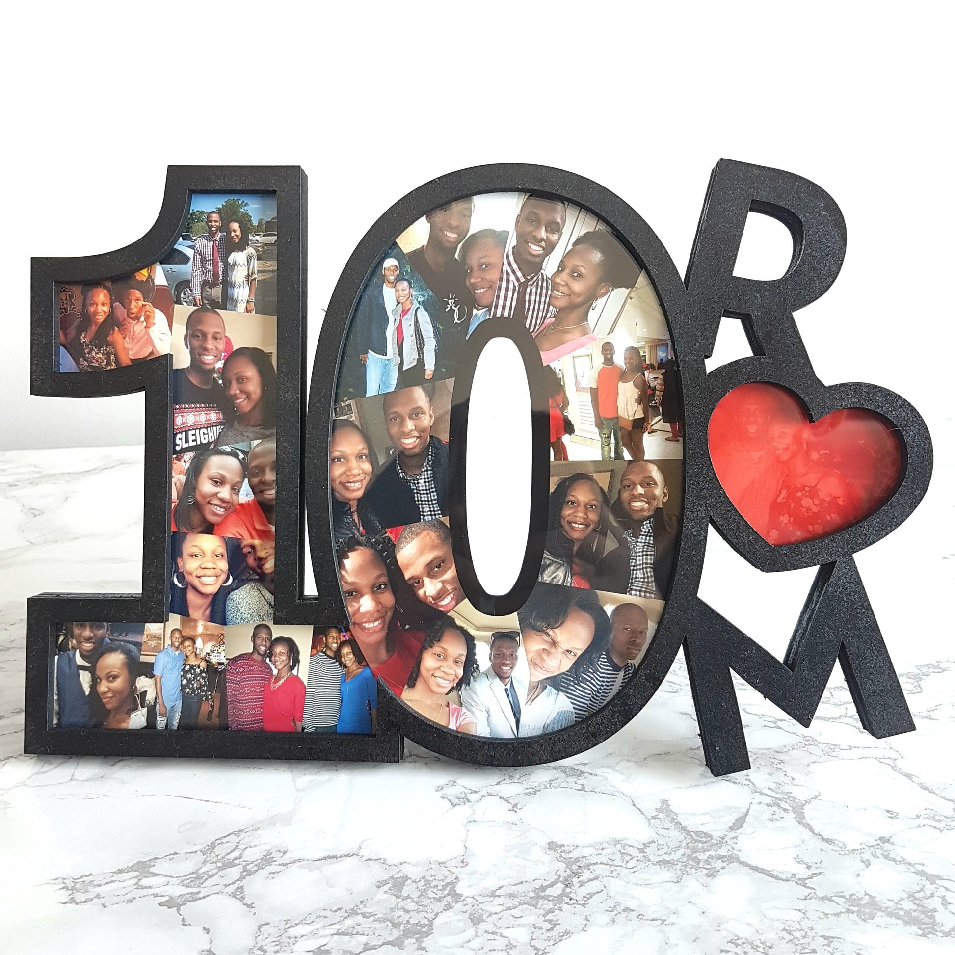 Anniversary Gift, Photo frame, anniversary frame, Original gift, Couple memorabilia, Photo collage, Wood number, Wooden letter, 10 years