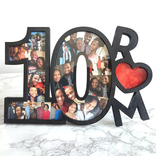 Anniversary Gift, Photo frame, anniversary frame, Original gift, Couple memorabilia, Photo collage, Wood number, Wooden letter, 10 years