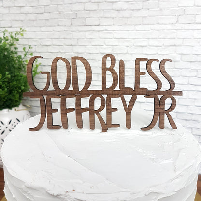 Personalized God Bless Cake Topper, Baptism, Christening, Communion