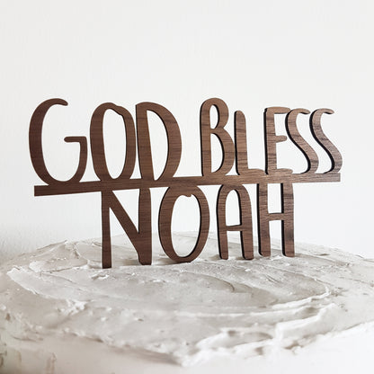 Personalized God Bless Cake Topper, Baptism, Christening, Communion