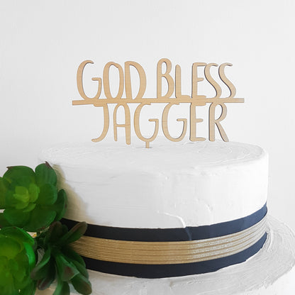 Personalized God Bless Cake Topper, Baptism, Christening, Communion