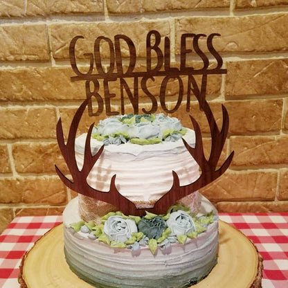 Personalized God Bless Cake Topper, Baptism, Christening, Communion