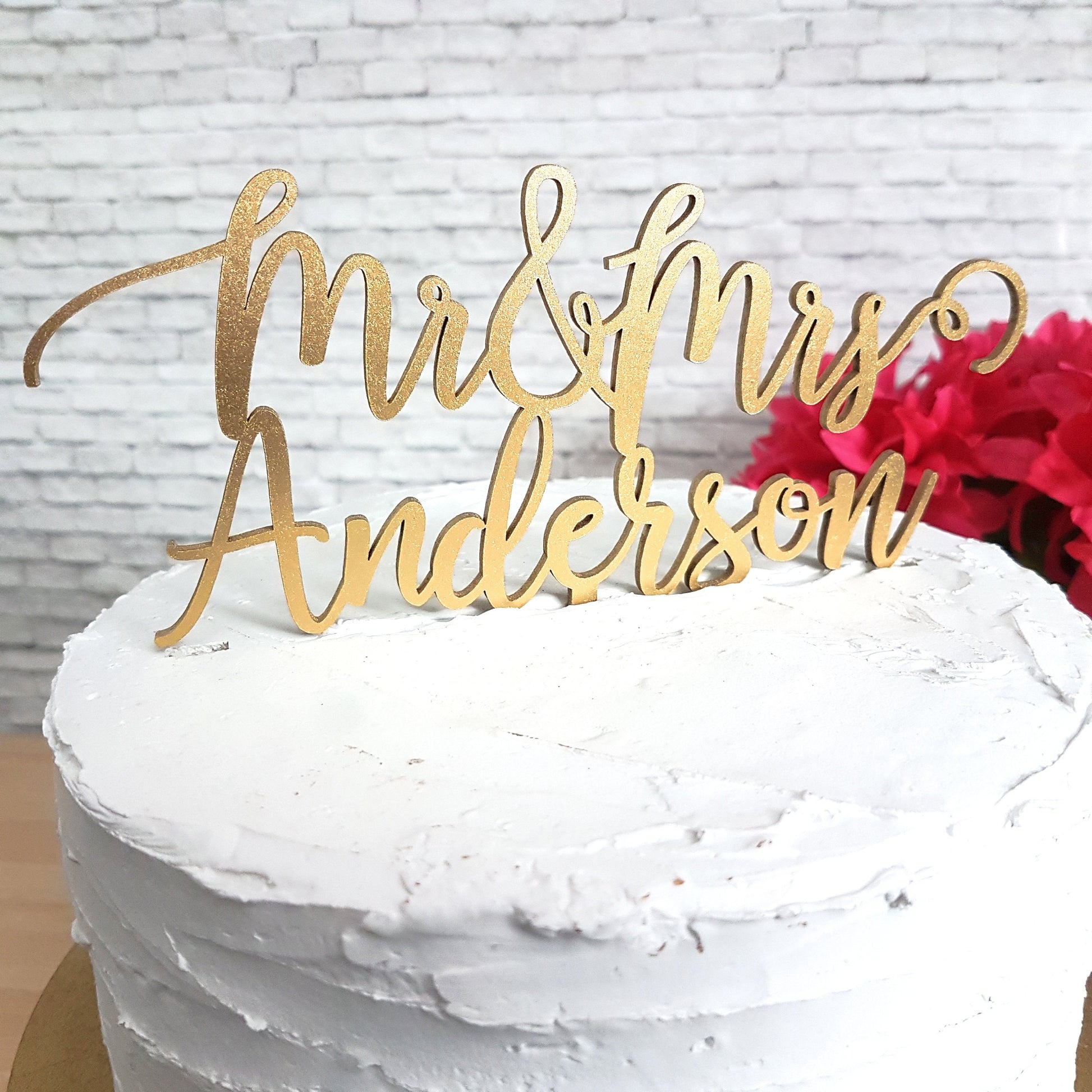 Personalized Mr & Mrs Wedding Cake Topper, Custom Last Name