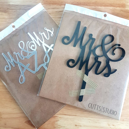 Mr & Mrs Cake Topper, Acrylic Wedding Cake Decoration