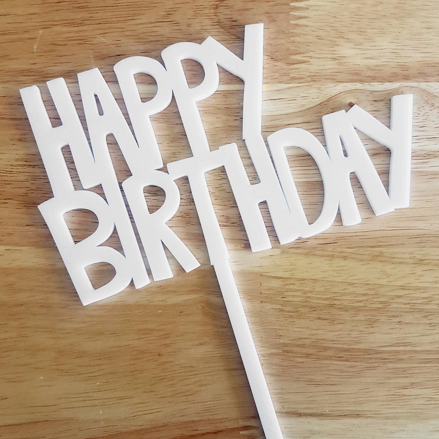 Happy Birthday Cake Topper, Wooden Birthday Party Decor
