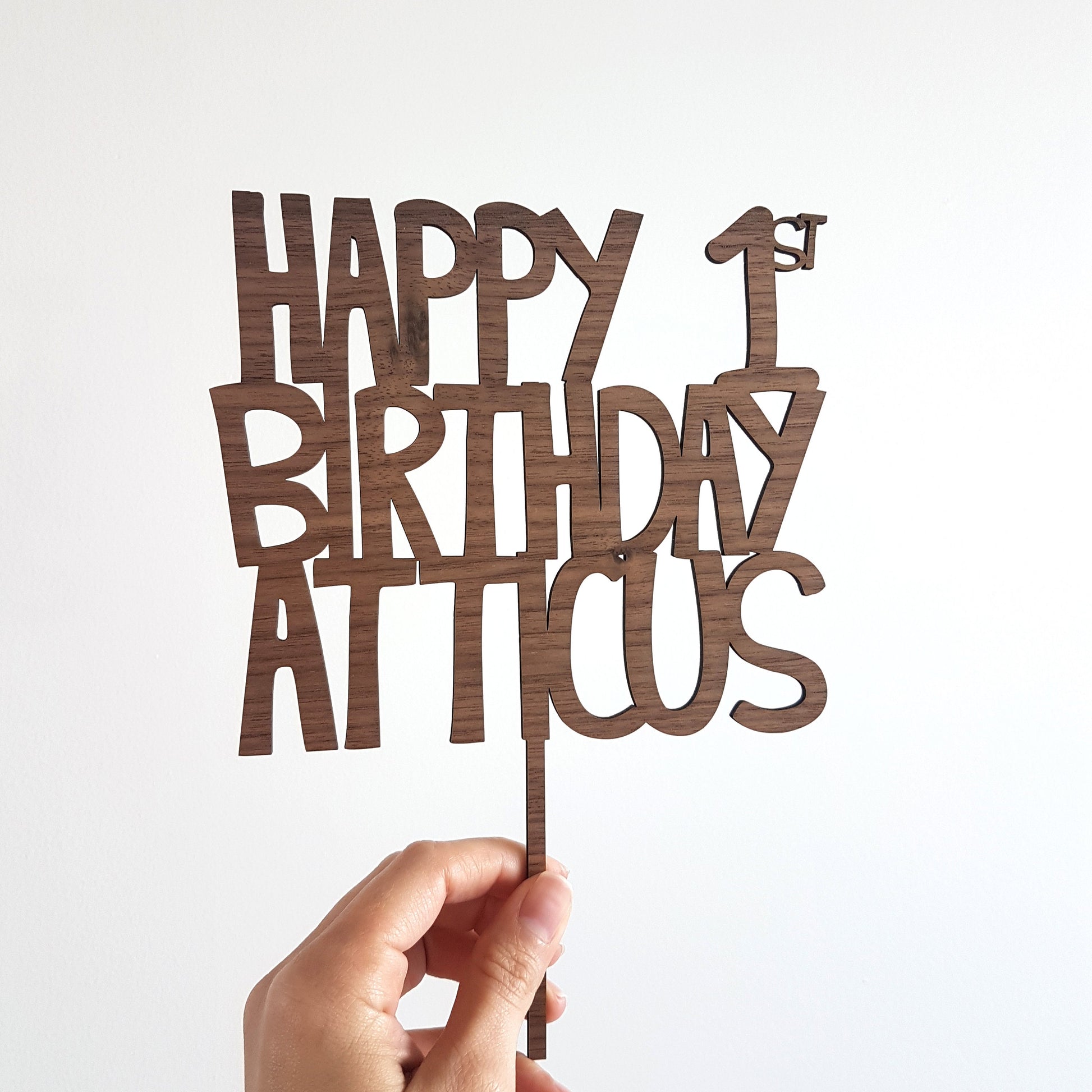 Personalized Wood Happy Birthday Cake Topper, Custom Party Decor