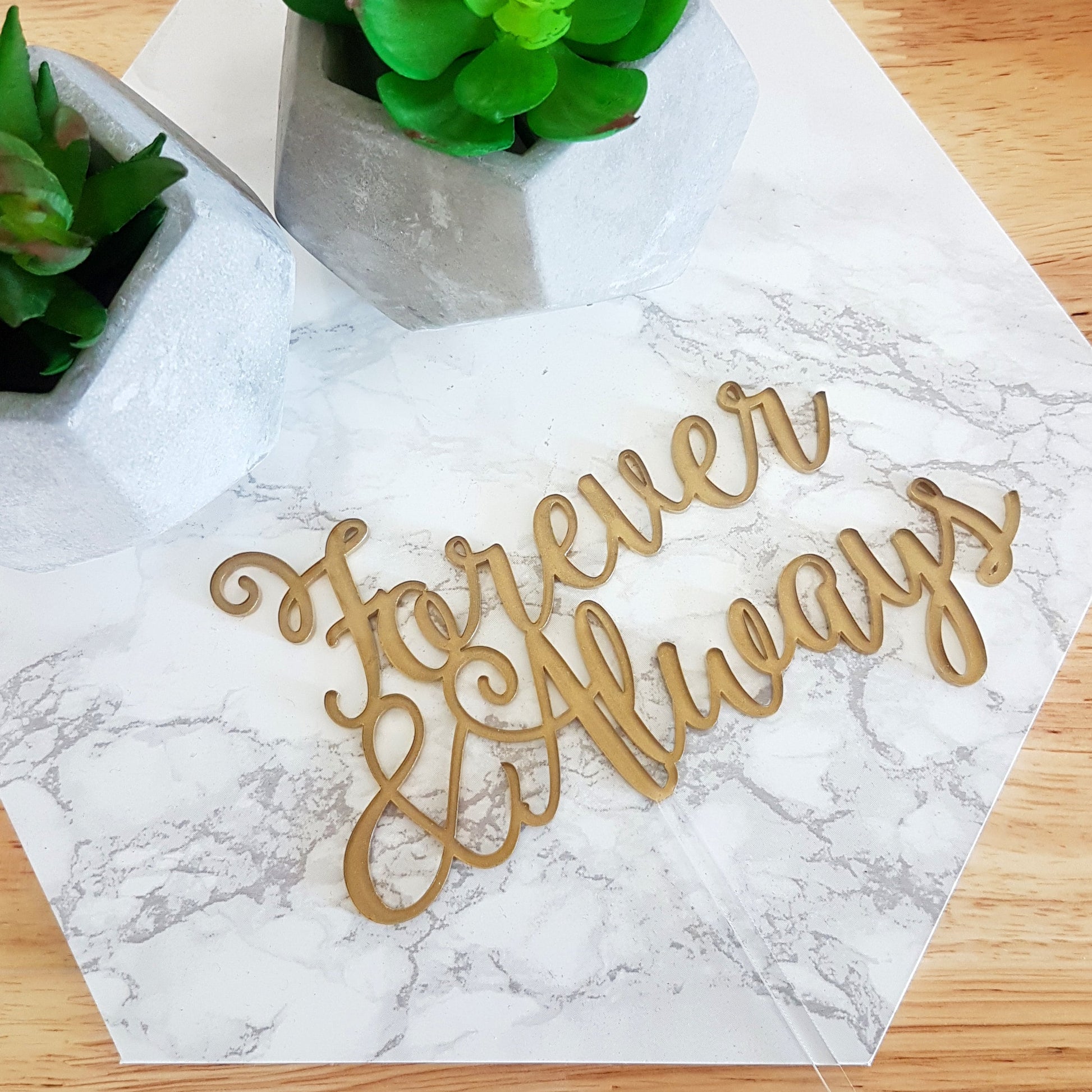 Forever & Always Wooden Cake Topper, Anniversary Decor