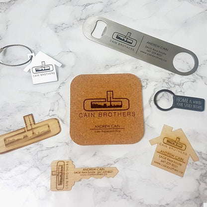 Custom Logo Cork Coasters, Engraved Business Branding