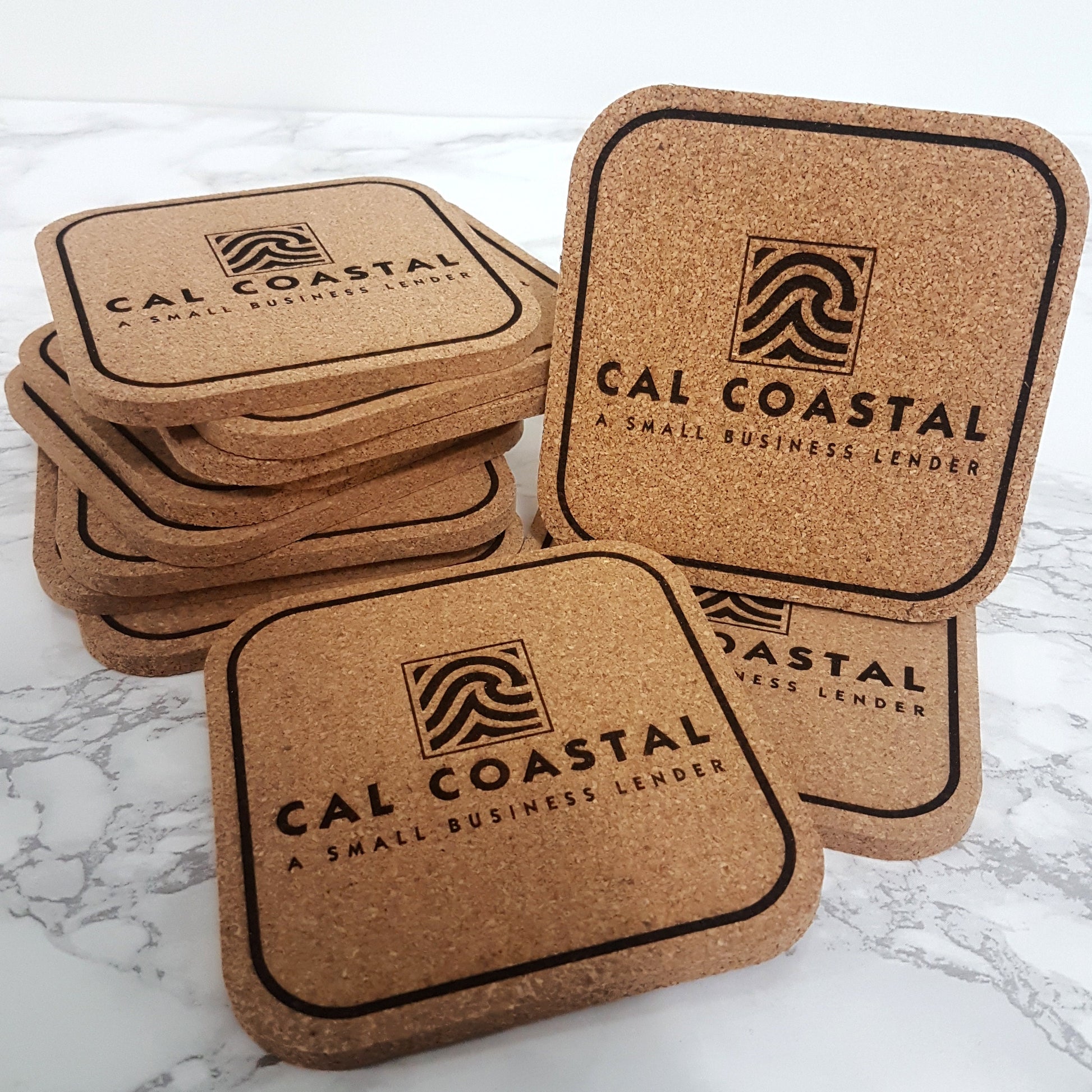 Custom Logo Cork Coasters, Engraved Business Branding