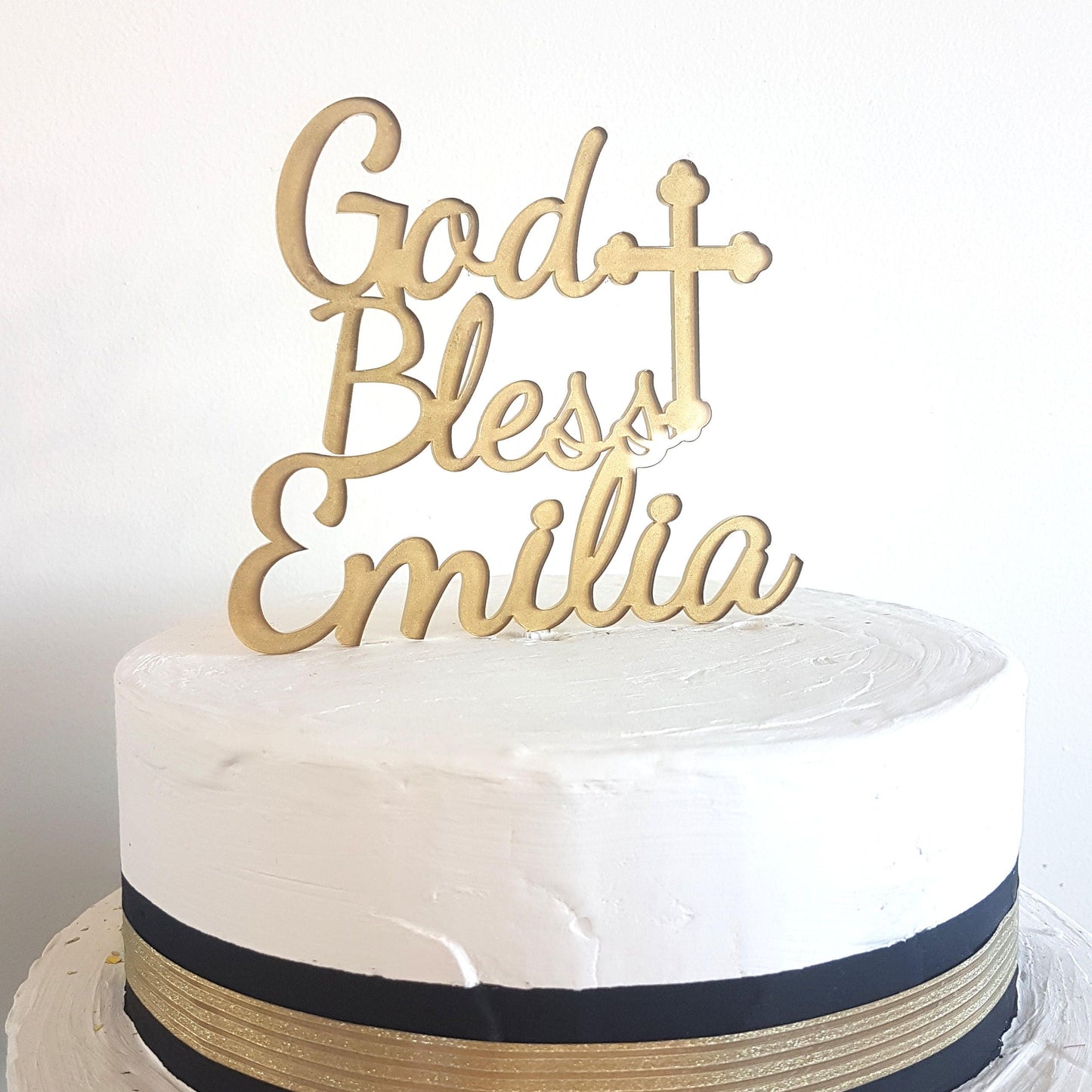 Personalized God Bless Cake Topper, Baptism, Christening, Communion