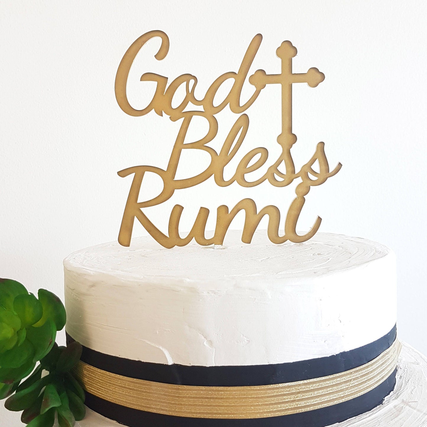 Personalized God Bless Cake Topper, Baptism, Christening, Communion