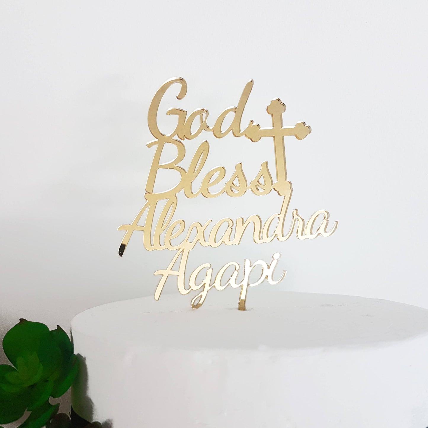 Personalized God Bless Cake Topper, Baptism, Christening, Communion