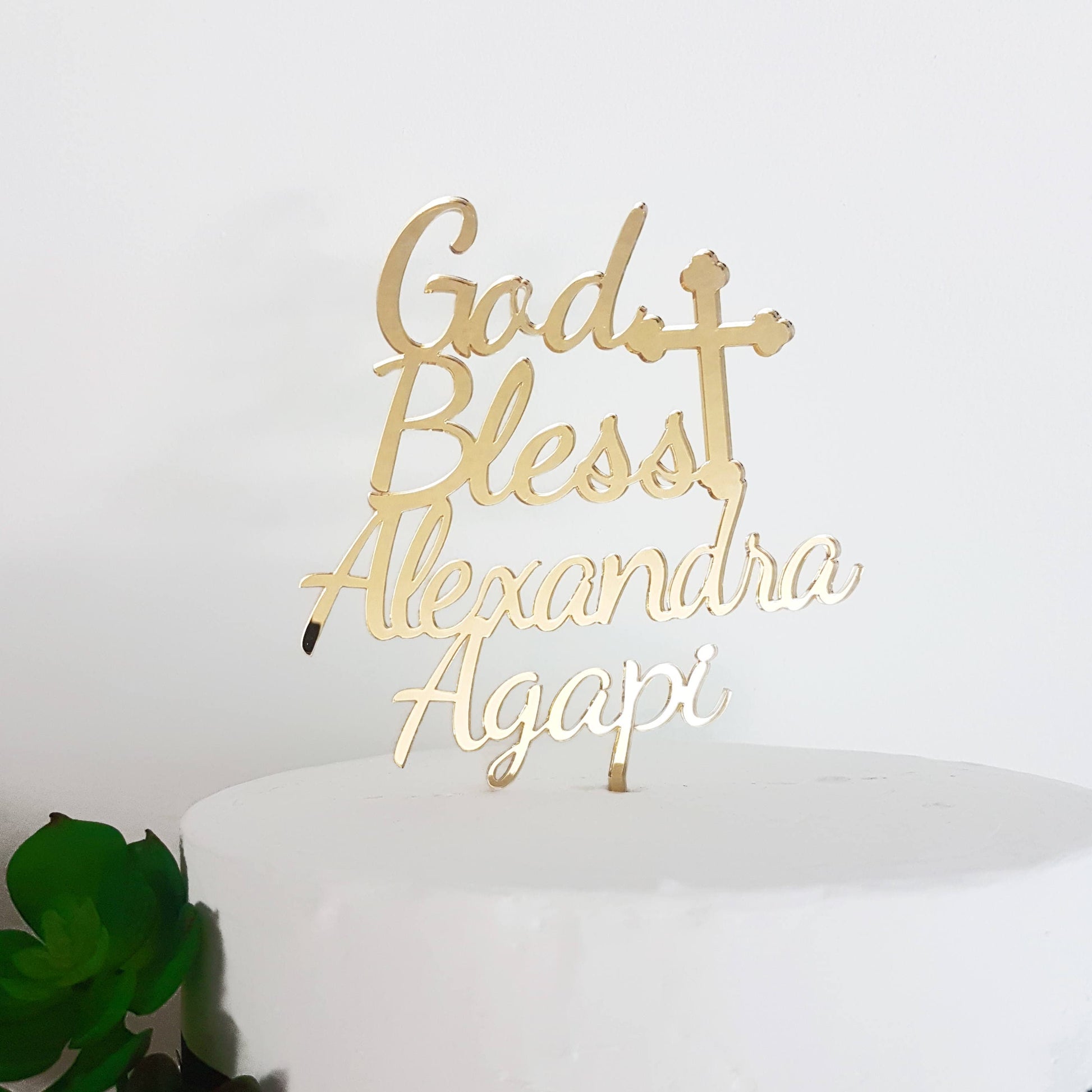 Personalized God Bless Cake Topper, Baptism, Christening, Communion
