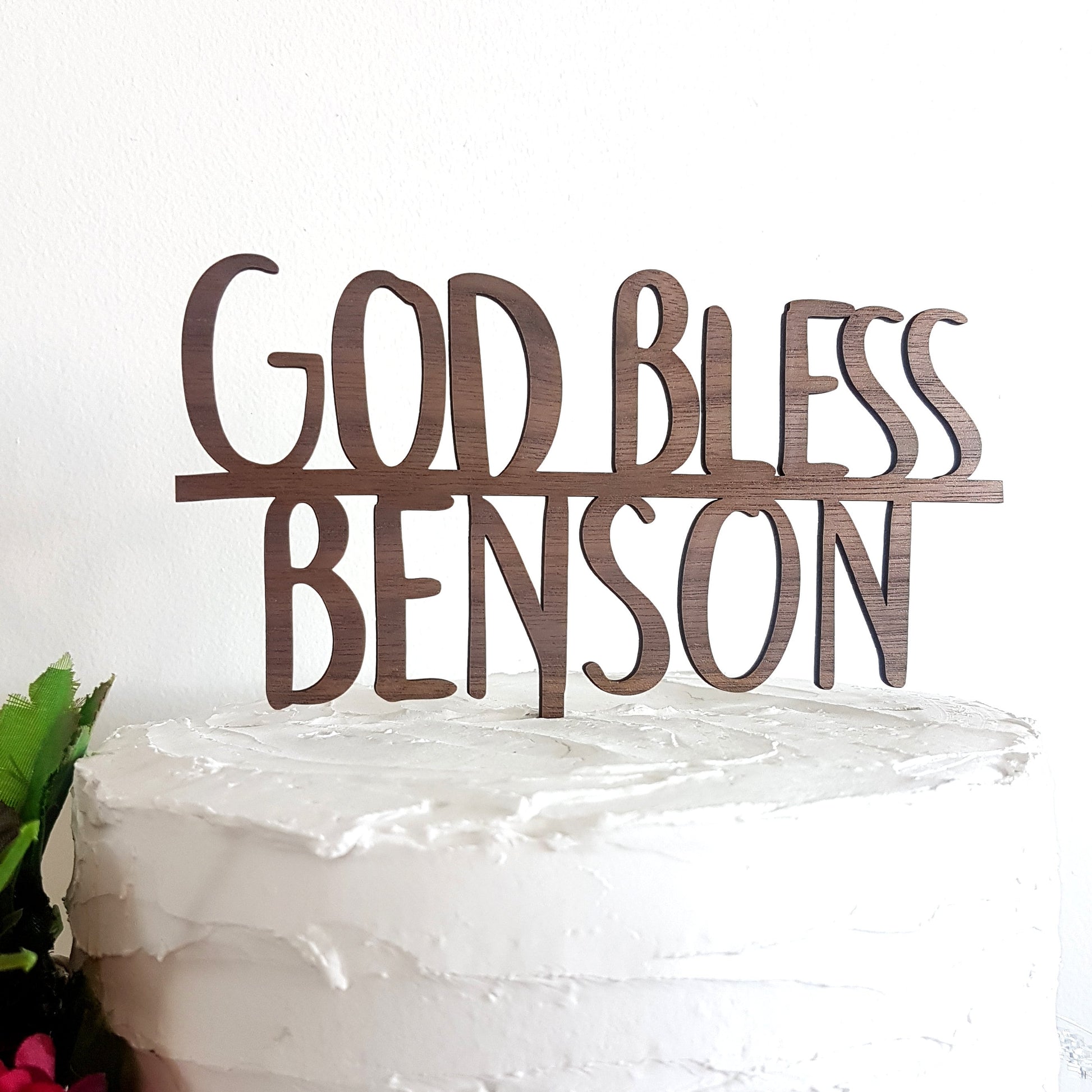 Personalized God Bless Cake Topper, Baptism, Christening, Communion