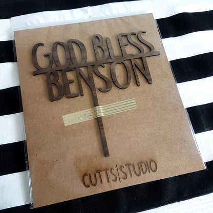 Personalized God Bless Cake Topper, Baptism, Christening, Communion
