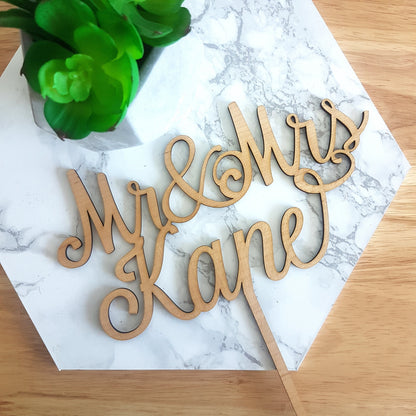 Personalized Mr & Mrs Wedding Cake Topper, Last Name, Custom