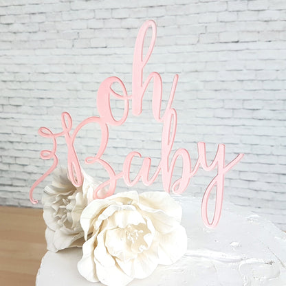 Oh Baby Cake Topper, Baby Shower Decor, 6" Wide