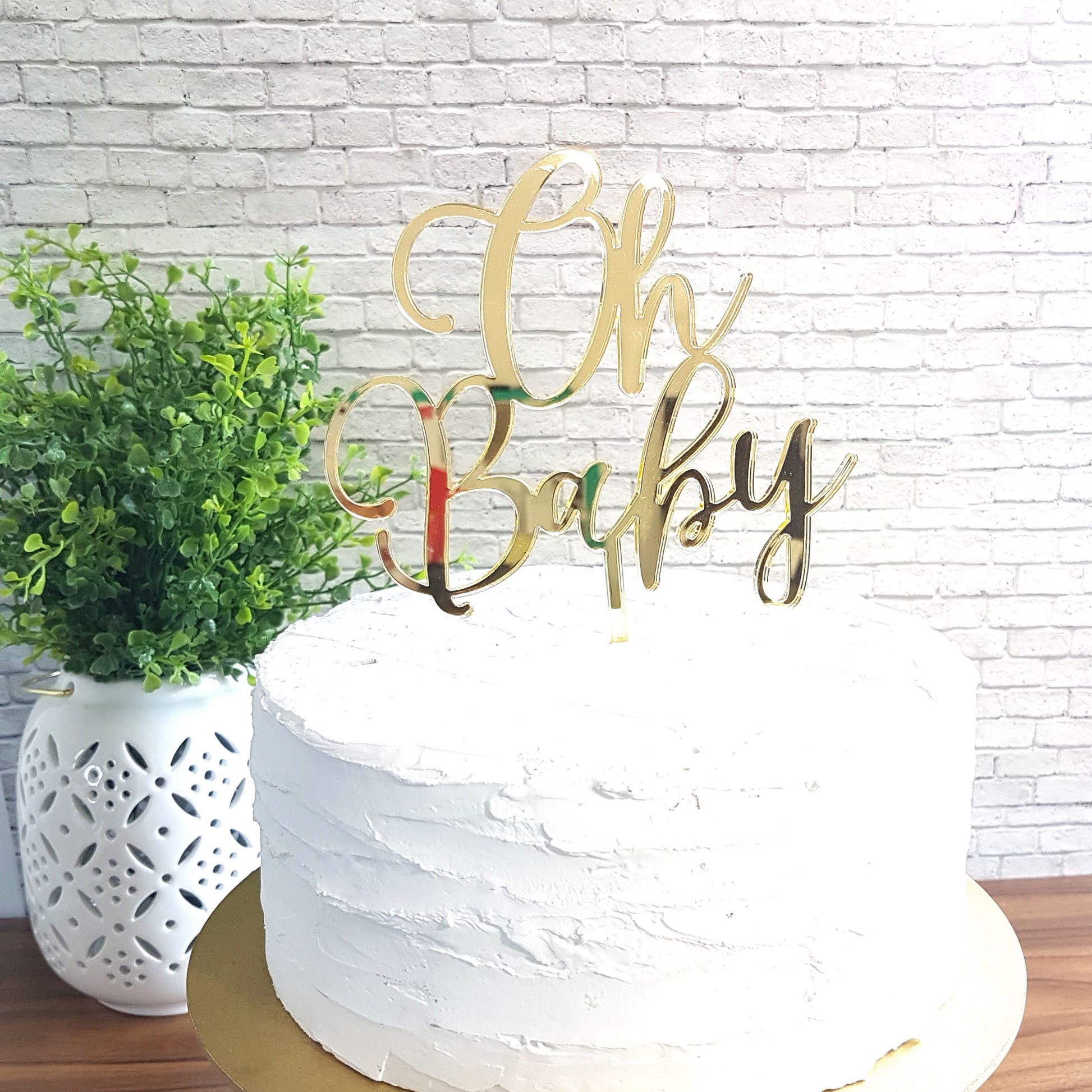 Oh Baby Cake Topper, Baby Shower Decor, Acrylic or Wood