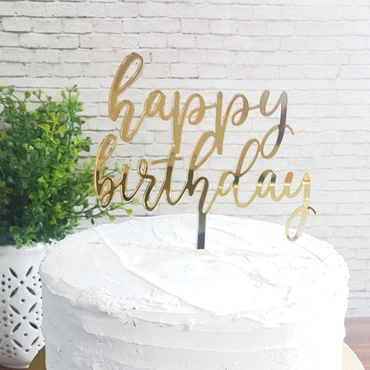 Happy Birthday Cake Topper, Acrylic Party Decor